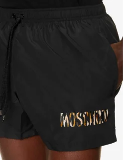 MOSCHINO Leo Logo-print Swim Shorts -Falkeis Store R04169341 BLACK ALT04