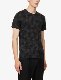 London Camouflage-print Stretch-modal T-shirt -Falkeis Store R04170073 BLACK ALT02