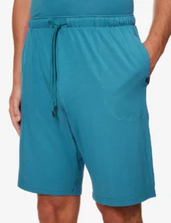 Basel Drawstring-waistband Stretch-modal Pyjama Shorts -Falkeis Store R04170077 BLUE ALT03