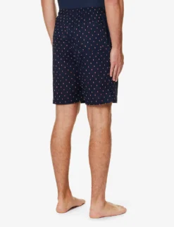 Nelson Geometric-print Cotton-poplin Pyjama Shorts -Falkeis Store R04170083 NAVY ALT02