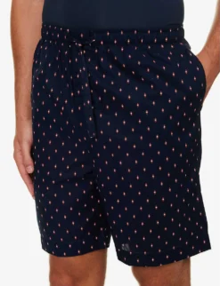 Nelson Geometric-print Cotton-poplin Pyjama Shorts -Falkeis Store R04170083 NAVY ALT03
