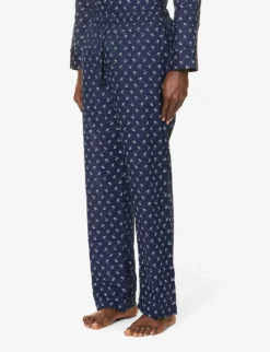 Nelson Graphic-print Cotton-poplin Pyjama Bottoms -Falkeis Store R04170086 BLUE ALT02