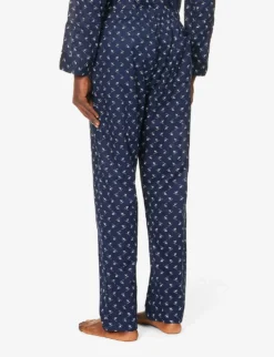 Nelson Graphic-print Cotton-poplin Pyjama Bottoms -Falkeis Store R04170086 BLUE ALT03