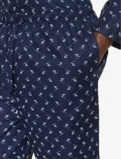 Nelson Graphic-print Cotton-poplin Pyjama Bottoms -Falkeis Store R04170086 BLUE ALT04