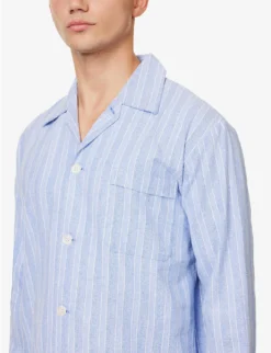 Arran Striped Cotton Pyjama Set -Falkeis Store R04170090 BLUE ALT03