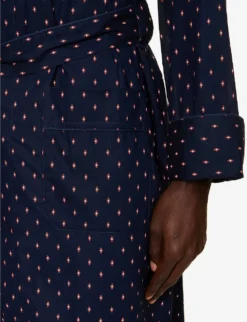Nelson Graphic-pattern Cotton-poplin Robe -Falkeis Store R04170092 NAVY ALT03