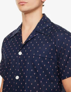 Nelson Geometric-print Cotton Pyjama Set -Falkeis Store R04170095 NAVY ALT03