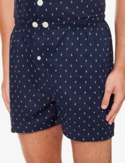 Nelson Geometric-print Cotton Pyjama Set -Falkeis Store R04170095 NAVY ALT04