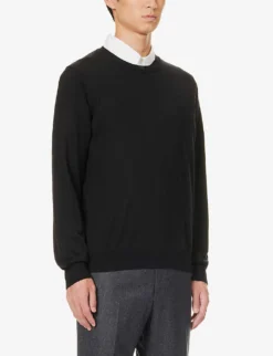 CORNELIANI Crewneck Virgin-wool Jumper -Falkeis Store R04170899 BLACK ALT02