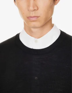 CORNELIANI Crewneck Virgin-wool Jumper -Falkeis Store R04170899 BLACK ALT04