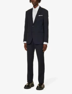 Giorgio Armani Double-breasted Patch-pocket Regular-fit Wool Suit 10 Giorgio Armani Double-breasted Patch-pocket Regular-fit Wool Suit -Falkeis Store R04173390 NAVY ALT02