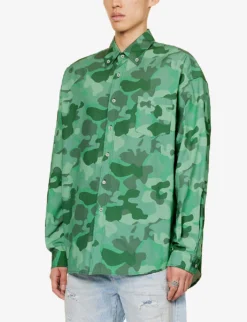 Camouflage-patterned Oversized-fit Cotton Shirt -Falkeis Store R04173410 CAMO ALT02