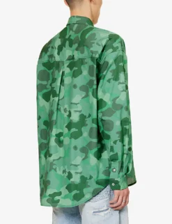 Camouflage-patterned Oversized-fit Cotton Shirt -Falkeis Store R04173410 CAMO ALT03