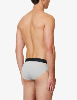 Pureness Logo-waistband Stretch-jersey Briefs -Falkeis Store R04173766 CLOUDGREY ALT02