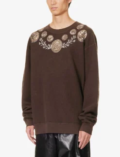 Dolce & Gabbana Coin Logo-print Cotton Sweatshirt -Falkeis Store R04173994 BROWN ALT02