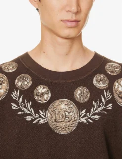 Dolce & Gabbana Coin Logo-print Cotton Sweatshirt -Falkeis Store R04173994 BROWN ALT04