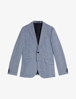 Ted Baker Scopej Slim-fit Puppytooth Linen And Wool-blend Suit Jacket