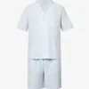 Eberjey Striped V-neck Organic-cotton Short Pyjama Set