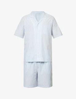 Eberjey Striped V-neck Organic-cotton Short Pyjama Set