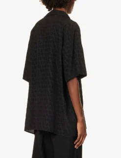 Valentino Logo-embellished Relaxed-fit Silk Shirt -Falkeis Store R04181425 ICONOGRAPHBLACKBLACK ALT03