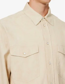 Versace Jacquard-patterned Regular-fit Denim Shirt -Falkeis Store R04181568 ECRUBEIGE ALT04