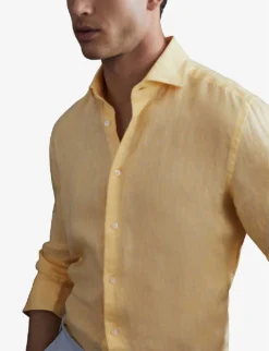 Reiss Ruban Cutaway-collar Regular-fit Linen Shirt 6 Reiss Ruban Cutaway-collar Regular-fit Linen Shirt -Falkeis Store R04181659 LEMON ALT02