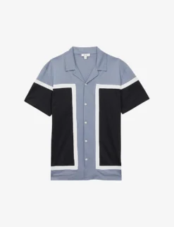 Reiss Noble Colour-block Short-sleeve Cotton Shirt