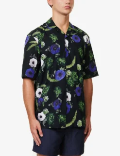 Sunspel Floral-print Short-sleeved Cotton-poplin Shirt 7 Sunspel Floral-print Short-sleeved Cotton-poplin Shirt -Falkeis Store R04181920 SEAMOSSPRINT ALT02