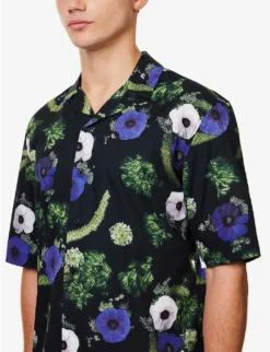 Sunspel Floral-print Short-sleeved Cotton-poplin Shirt 9 Sunspel Floral-print Short-sleeved Cotton-poplin Shirt -Falkeis Store R04181920 SEAMOSSPRINT ALT04