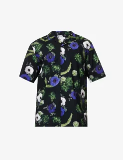 Sunspel Floral-print Short-sleeved Cotton-poplin Shirt