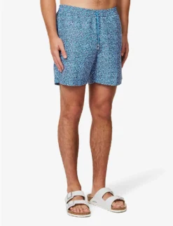 Sunspel Graphic-print Mid-rise Recycled-polyester Swim Shorts -Falkeis Store R04181938 TURQUOISE ALT02