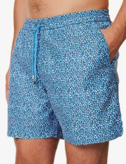 Sunspel Graphic-print Mid-rise Recycled-polyester Swim Shorts -Falkeis Store R04181938 TURQUOISE ALT04