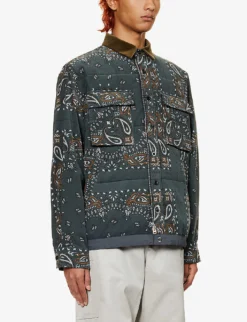Sacai Bandana-printed Quilted Relaxed-fit Cotton-corduroy Jacket -Falkeis Store R04182047 GREY ALT02