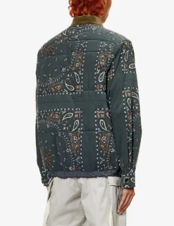 Sacai Bandana-printed Quilted Relaxed-fit Cotton-corduroy Jacket -Falkeis Store R04182047 GREY ALT03