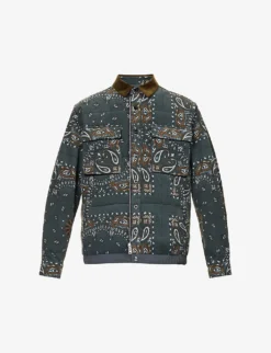 Sacai Bandana-printed Quilted Relaxed-fit Cotton-corduroy Jacket