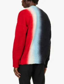 Sacai Tie-dye Wool-blend Knitted Cardigan -Falkeis Store R04182050 BLACKRED ALT03