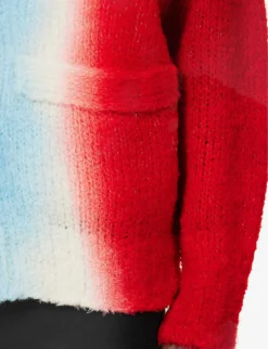 Sacai Tie-dye Wool-blend Knitted Cardigan -Falkeis Store R04182050 BLACKRED ALT04