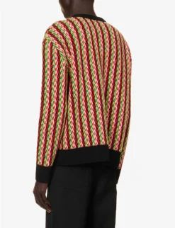 Lanvin Curb Chevron Zigzag-pattern Wool-blend Jumper 8 Lanvin Curb Chevron Zigzag-pattern Wool-blend Jumper -Falkeis Store R04182735 GREENMULTICOLOUR ALT03