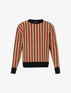 Lanvin Curb Chevron Zigzag-pattern Wool-blend Jumper