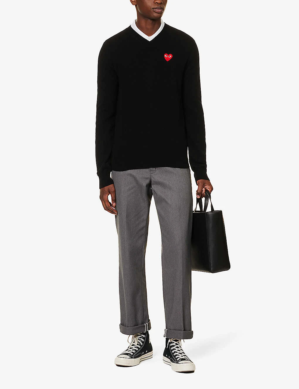 Comme Des Garçons Play Brand-embroidered V-neck Wool-knit Jumper 2 Comme Des Garçons Play Brand-embroidered V-neck Wool-knit Jumper - Image 2