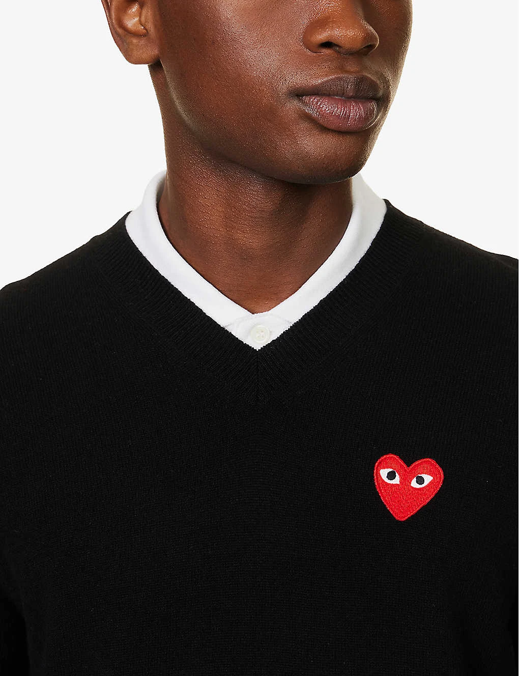 Comme Des Garçons Play Brand-embroidered V-neck Wool-knit Jumper 5 Comme Des Garçons Play Brand-embroidered V-neck Wool-knit Jumper - Image 5