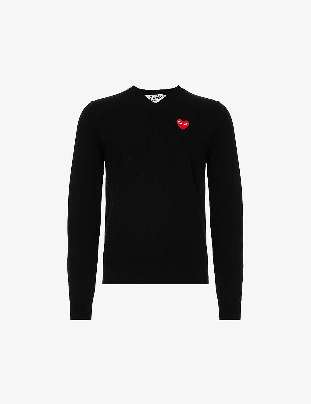 Comme Des Garçons Play Brand-embroidered V-neck Wool-knit Jumper 1 Comme Des Garçons Play Brand-embroidered V-neck Wool-knit Jumper