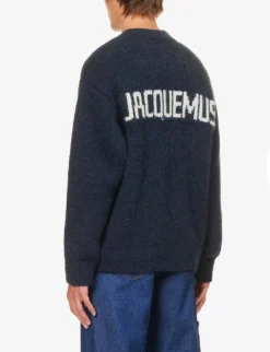 Jacquemus La Maille Pavane Relaxed-fit Alpaca-wool-blend Jumper -Falkeis Store R04182848 DARKNAVY ALT03
