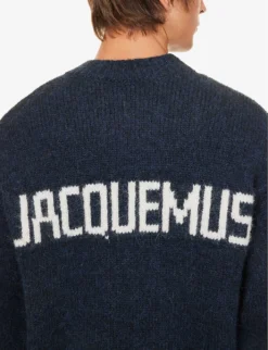 Jacquemus La Maille Pavane Relaxed-fit Alpaca-wool-blend Jumper -Falkeis Store R04182848 DARKNAVY ALT04