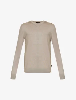 Emporio Armani Brand-patch Long-sleeved Wool-blend Jumper