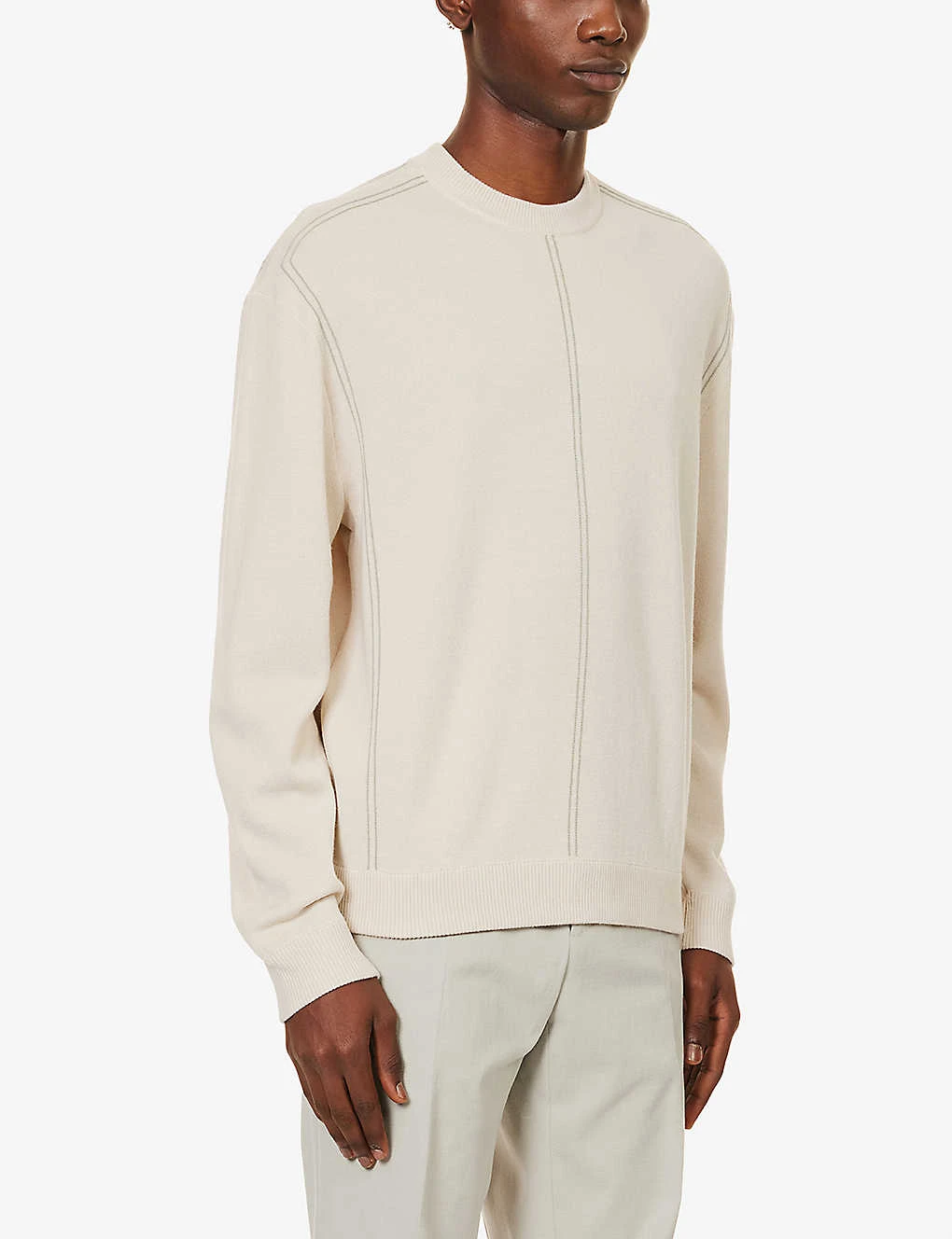 Emporio Armani Brand-embroidered Contrast-stitched Knitted Jumper 3 Emporio Armani Brand-embroidered Contrast-stitched Knitted Jumper - Image 3