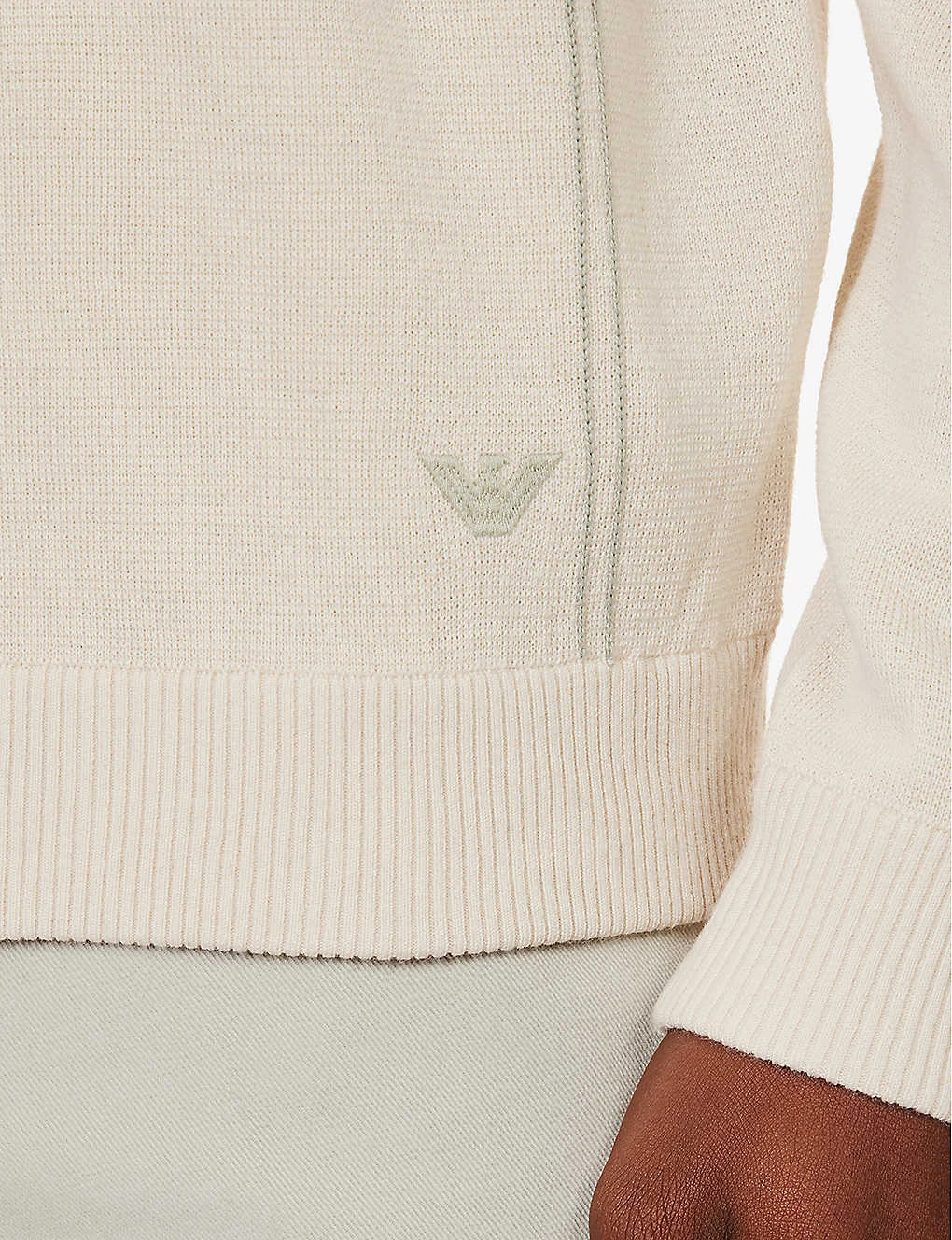 Emporio Armani Brand-embroidered Contrast-stitched Knitted Jumper 5 Emporio Armani Brand-embroidered Contrast-stitched Knitted Jumper - Image 5