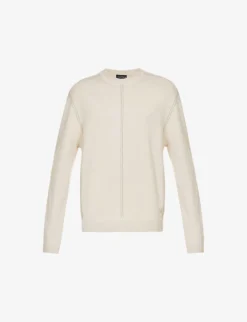 Emporio Armani Brand-embroidered Contrast-stitched Knitted Jumper