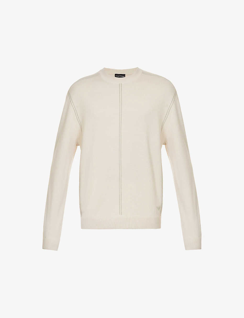 Emporio Armani Brand-embroidered Contrast-stitched Knitted Jumper 1 Emporio Armani Brand-embroidered Contrast-stitched Knitted Jumper