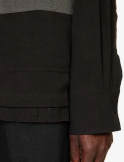 Harness Straight-point Collar Cotton Shirt 10 Harness Straight-point Collar Cotton Shirt -Falkeis Store R04185202 BLACKDARKGREY ALT04